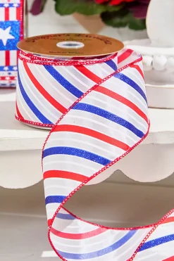 Decorator's Warehouse 2.5" x 10 Yards 4th Of July Ribbon- Stripes > Patriotic Decor|Patriotic Decor