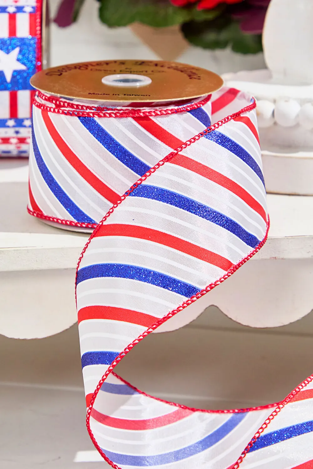 Decorator's Warehouse 2.5" x 10 Yards 4th Of July Ribbon- Stripes > Patriotic Decor|Patriotic Decor