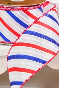 Decorator's Warehouse 2.5" x 10 Yards 4th Of July Ribbon- Stripes > Patriotic Decor|Patriotic Decor