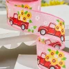 Decorator's Warehouse 2.5" x 10 Yards Truck with Flowers Pink Ribbon > Christmas Decor|Spring Decor