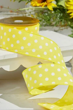 Decorator's Warehouse 2.5" x 10 Yards Yellow Polka Dot Ribbon > Easter Decor|Easter Decor