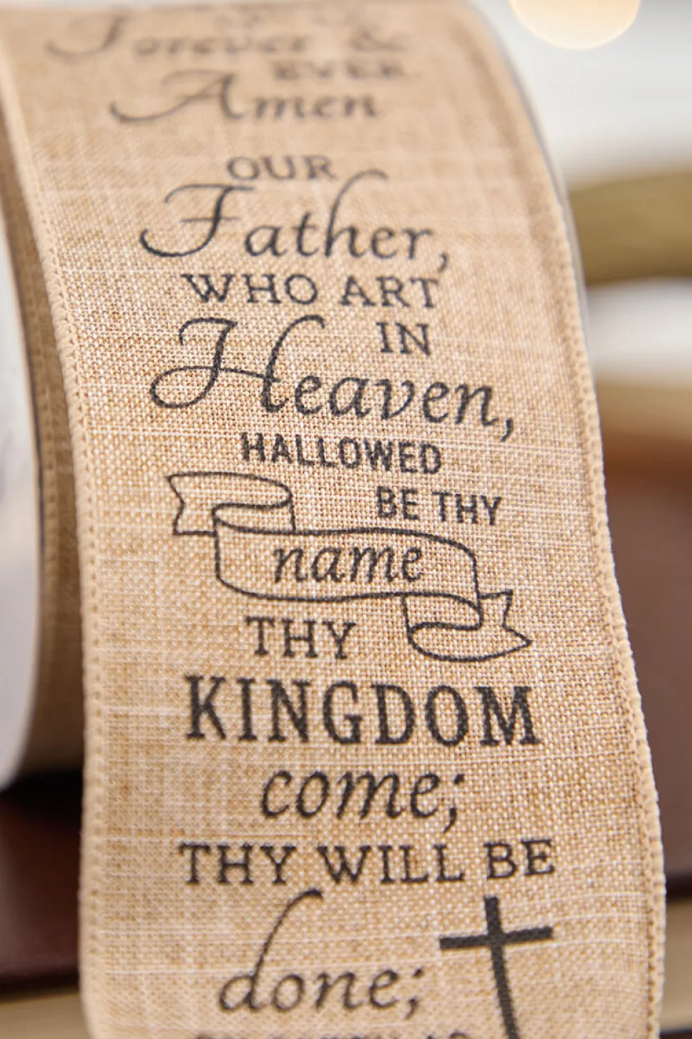 Decorator's Warehouse 2.5" x 10 Yard The Lord's Prayer Ribbon > Christmas Ribbon|2026 New Additions
