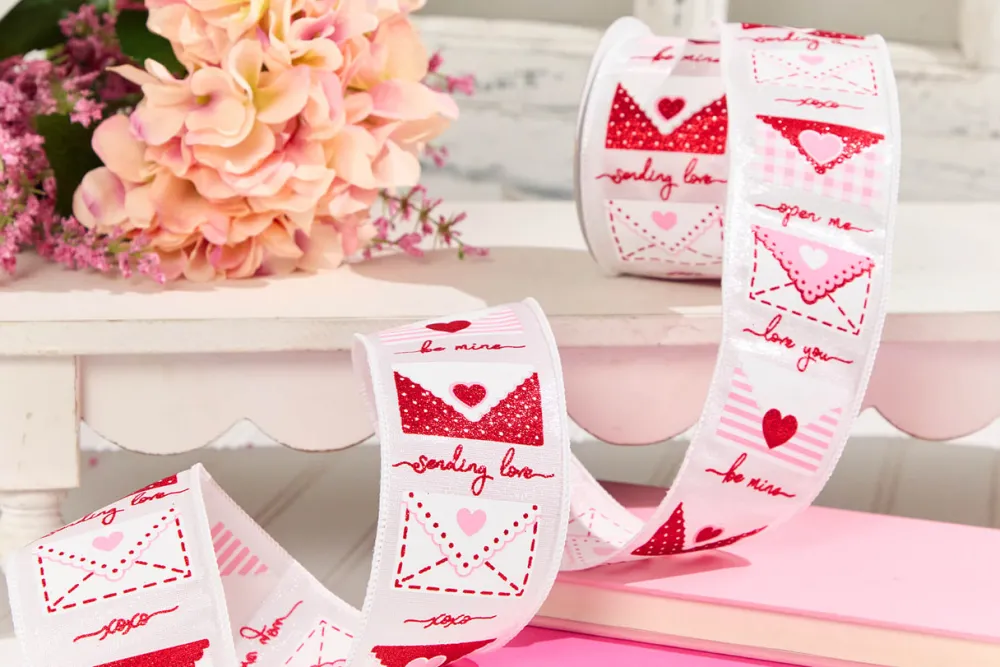 Decorator's Warehouse 2.5" x 10 Yard Valentine Letters Ribbon > Valentine'S Ribbon|Christmas Decor