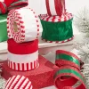 Decorator's Warehouse 2.5" x 10 Yard White Dupioni with Red & White Piping Ribbon > Christmas Ribbon|Christmas Decor