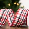 Decorator's Warehouse 2.5" x 10 Yard White/Red/Black Plaid > Cardinal|Christmas Ribbon