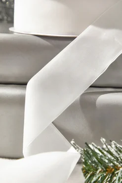 Decorator's Warehouse 1.5" x 10 Yard White Unwired Velvet Ribbon > White Christmas|Christmas Ribbon