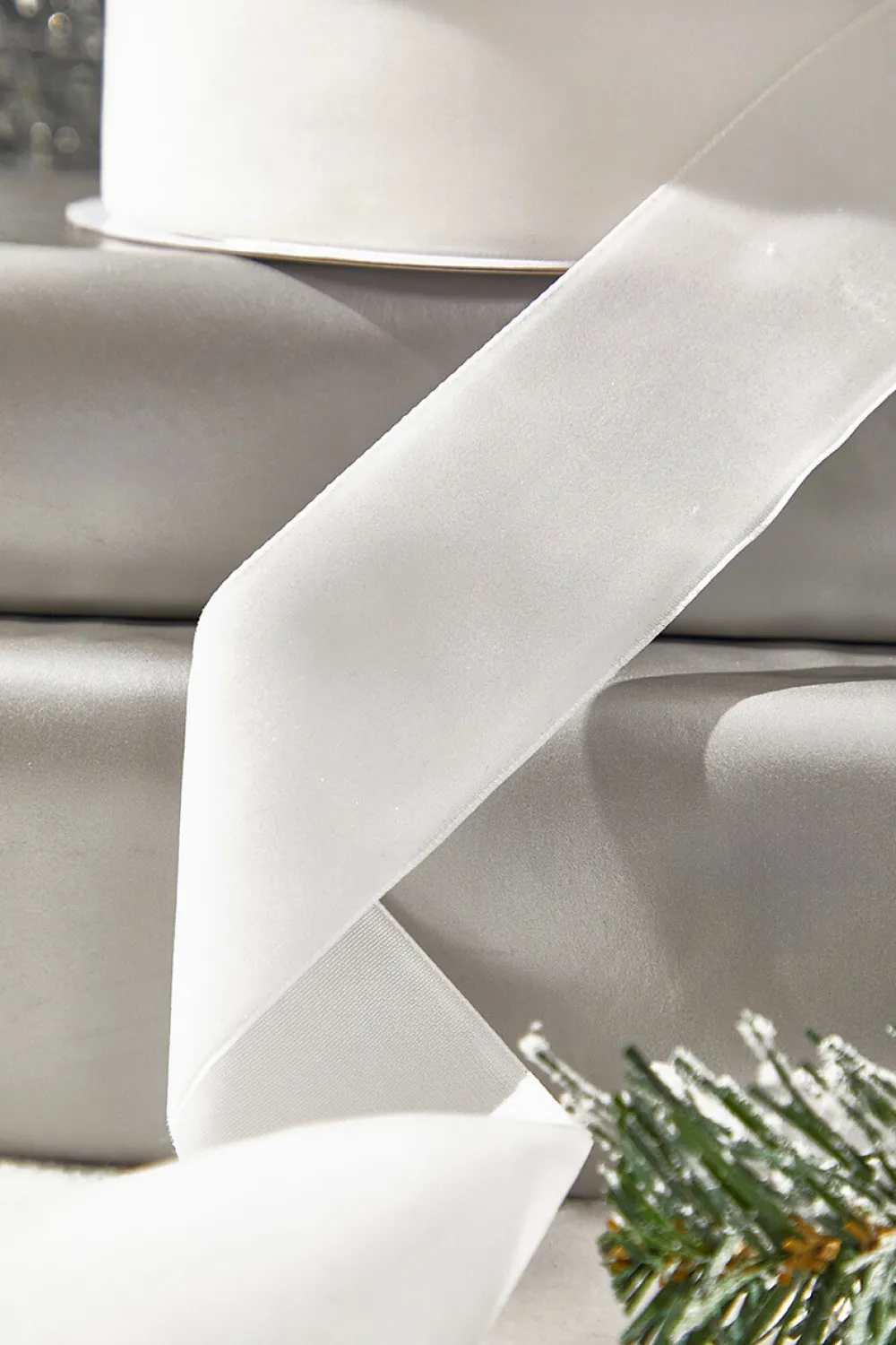 Decorator's Warehouse 1.5" x 10 Yard White Unwired Velvet Ribbon > White Christmas|Christmas Ribbon