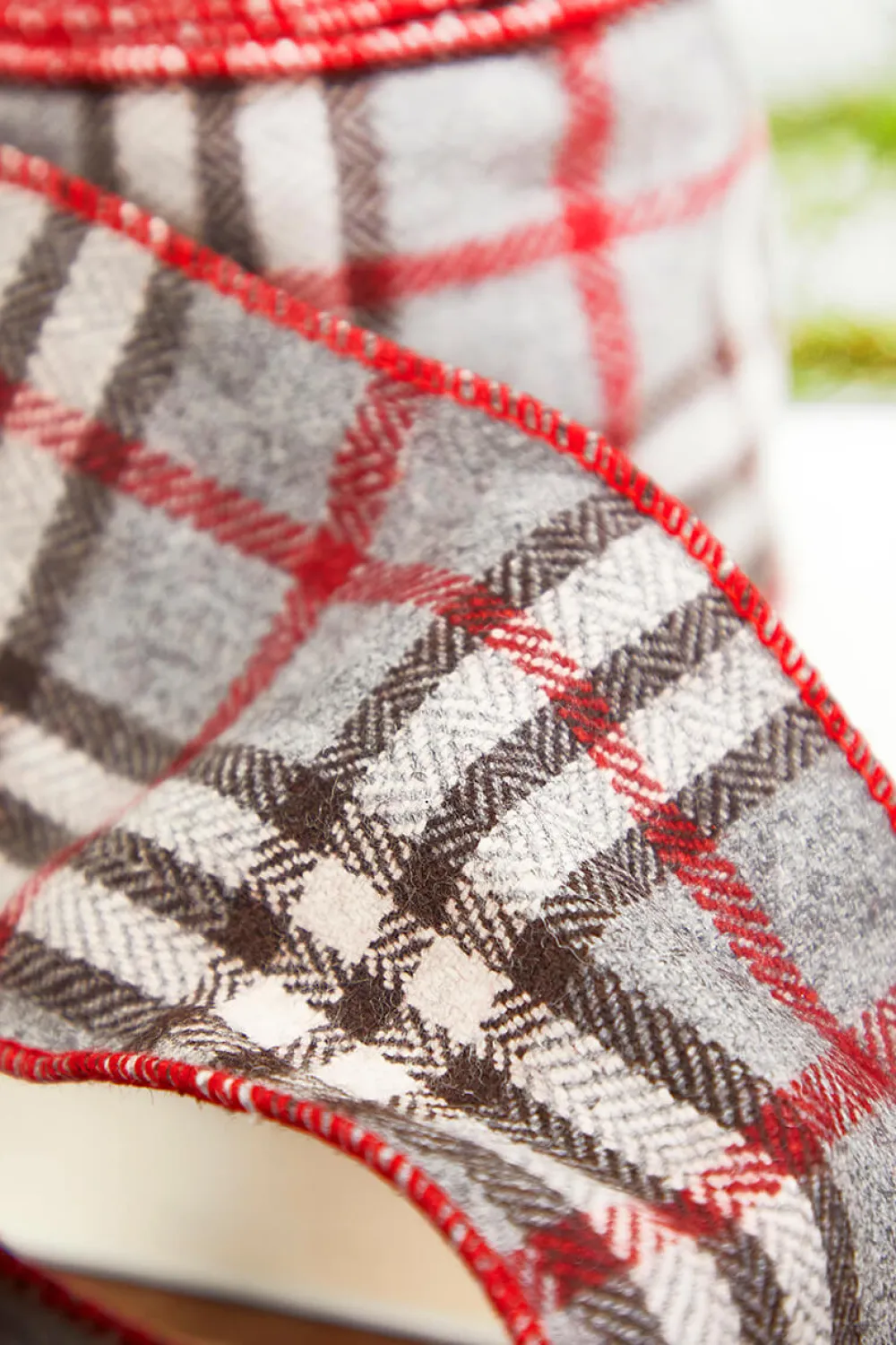 Decorator's Warehouse 4" x 5 Yard Wool Check Plaid Ribbon > Christmas Ribbon|Christmas Sale